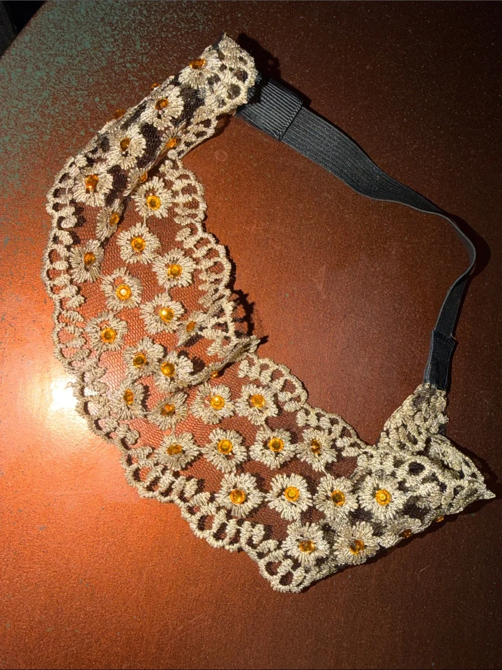 Pearl and Crystal Headband Set with Floral Lace Elastic Band - White